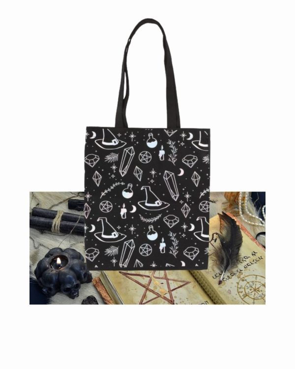 Tote bag crystal witch print